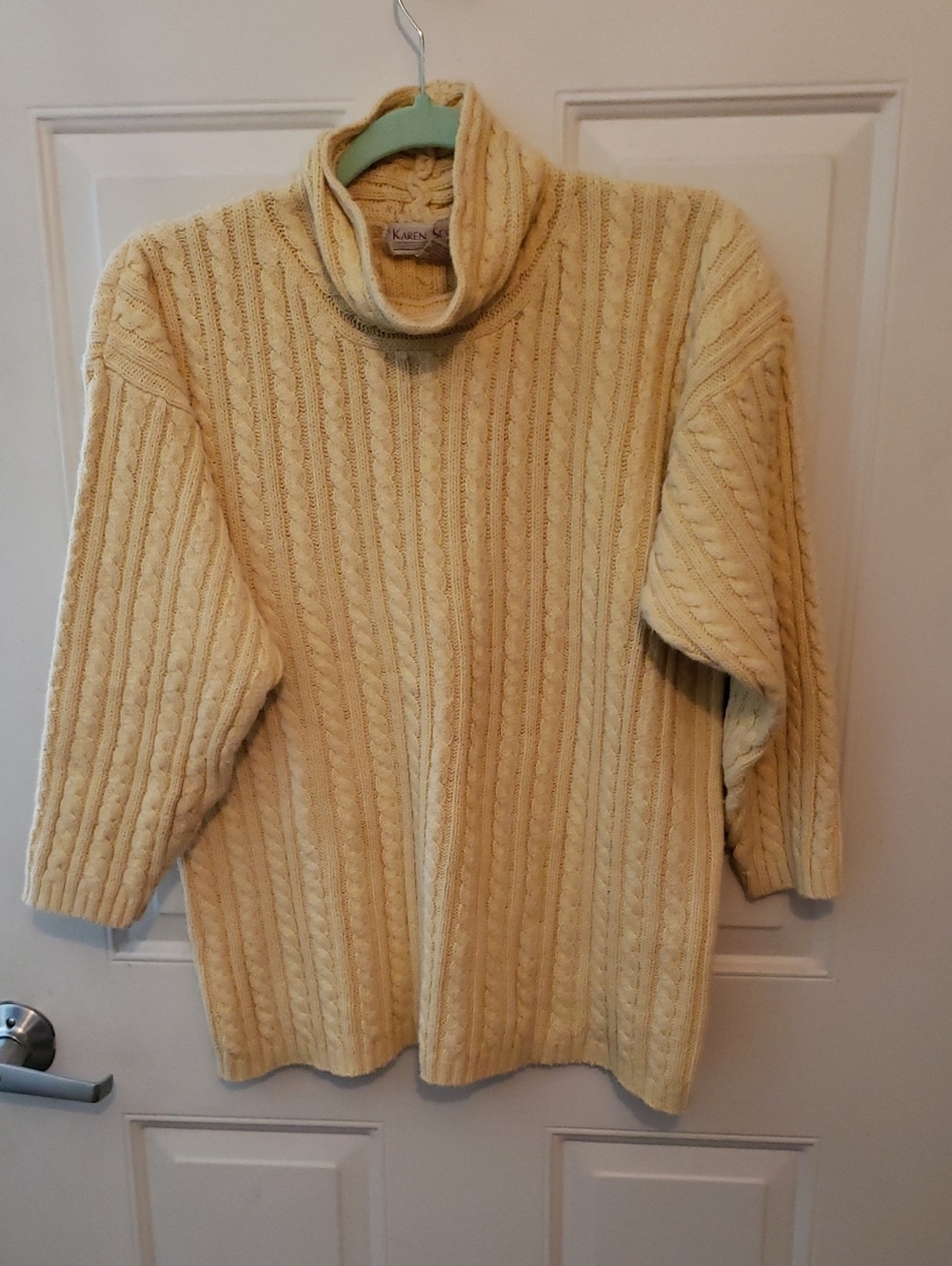 Karen Scott Light Cream Cable Turtleneck Sweater